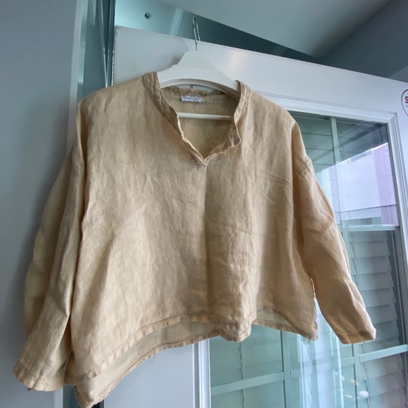 Made in Italy 100% Linen popover top - Picture 1 of 3